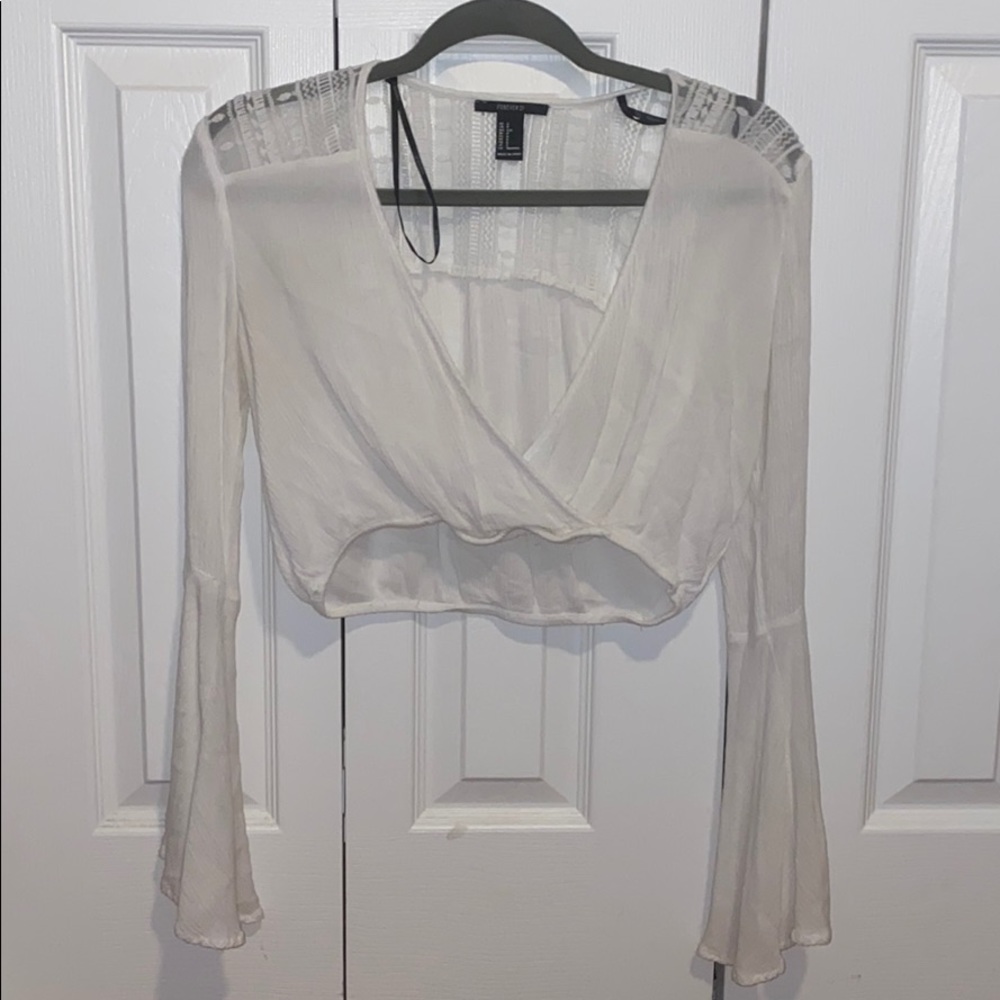 White flowy crop top